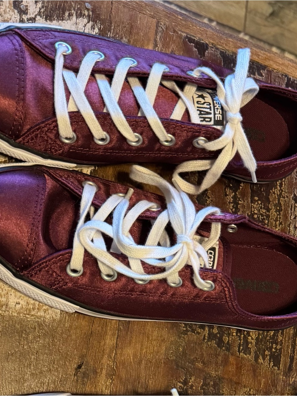 Converse Low Top Sneakers - Burgundy with White Accents